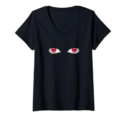 Damen Unheimliche rote Augen Auge Horror Gothic T-Shirt mit V-Ausschnitt Damen Unheimliche rote Augen Auge Horror Gothic T-Shirt mit V-Ausschnitt von Funny and Scary Outfits