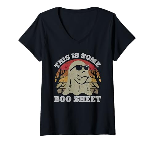 Damen This is Some Boo Sheet Ghost Halloween-Kostüm Herren Damen T-Shirt mit V-Ausschnitt von Funny angry Boo Halloween Costume Ghost For Women
