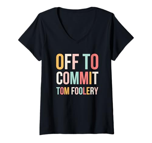 Damen Off to Commit Tom Foolery Funny Mischief Humor niedlich T-Shirt mit V-Ausschnitt von Funny animal Apparel Co.