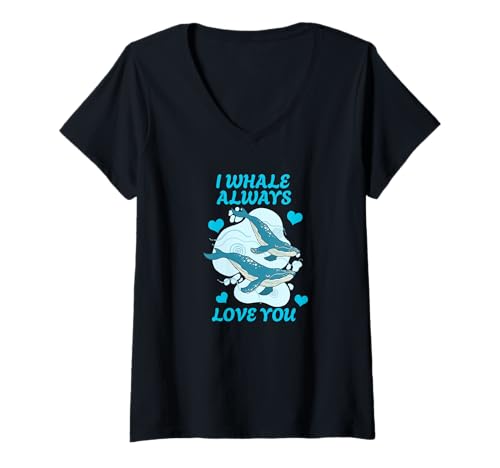 Damen I Whale Always Love You Süßes Wortspielhemd mit Whale-Ozean-Motiv T-Shirt mit V-Ausschnitt Damen I Whale Always Love You Süßes Wortspielhemd mit Whale-Ozean-Motiv T-Shirt mit V-Ausschnitt von Funny animals t-shirts
