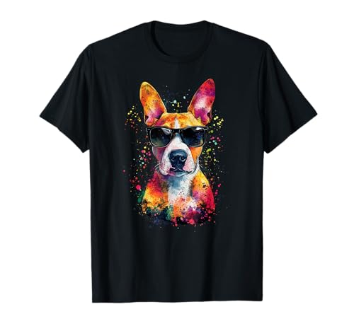 Buntes Bullterrier-Gesicht, niedlicher Welpen-Hundeliebhaber, Männer und Frauen T-Shirt von Funny bull terrier Fathers Day Dog Dad
