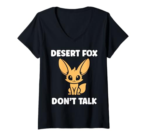 Damen Small Funny Fennec Canids Funny Quote Fennec Fox T-Shirt mit V-Ausschnitt von Funny canid Fennec fox animals simple fennec
