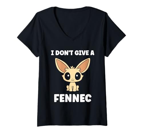 Damen Small Funny Fennec Canids Funny Quote i Don't give a Fennec T-Shirt mit V-Ausschnitt von Funny canid Fennec fox animals simple fennec