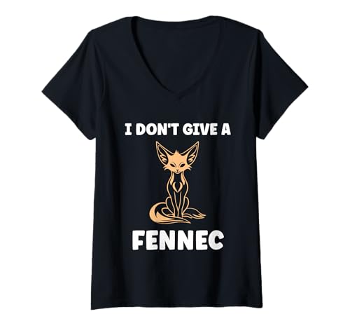 Damen Small Funny Fennec Canids Funny Quote i Don't give a Fennec T-Shirt mit V-Ausschnitt von Funny canid Fennec fox animals simple fennec