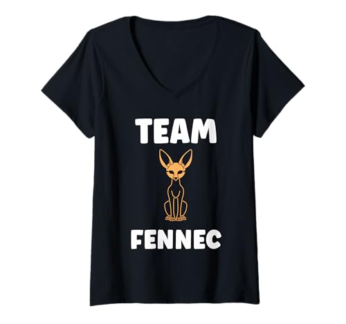 Damen Small Funny Fennec Fox Canids Simple Team Fennec T-Shirt mit V-Ausschnitt von Funny canid Fennec fox animals simple fennec