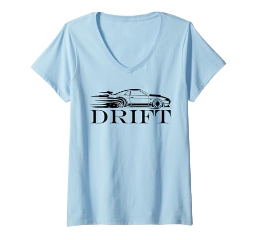Damen Funny Skill Racing car Drifting Simple Skid Drift T-Shirt mit V-Ausschnitt Damen Funny Skill Racing car Drifting Simple Skid Drift T-Shirt mit V-Ausschnitt von Funny car racing car skill simple drift