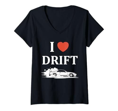 Damen Funny Skill Racing car Drifting Simple Skid I Love Drift T-Shirt mit V-Ausschnitt Damen Funny Skill Racing car Drifting Simple Skid I Love Drift T-Shirt mit V-Ausschnitt von Funny car racing car skill simple drift