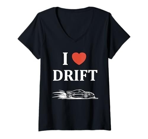 Damen Funny Skill Racing car Drifting Simple Skid I Love Drift T-Shirt mit V-Ausschnitt Damen Funny Skill Racing car Drifting Simple Skid I Love Drift T-Shirt mit V-Ausschnitt von Funny car racing car skill simple drift