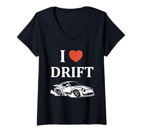 Damen Funny Skill Racing car Drifting Simple Skid I Love Drift T-Shirt mit V-Ausschnitt Damen Funny Skill Racing car Drifting Simple Skid I Love Drift T-Shirt mit V-Ausschnitt von Funny car racing car skill simple drift