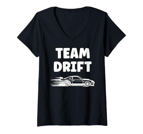 Damen Funny Skill Racing car Drifting Simple Skid Team Drift T-Shirt mit V-Ausschnitt Damen Funny Skill Racing car Drifting Simple Skid Team Drift T-Shirt mit V-Ausschnitt von Funny car racing car skill simple drift