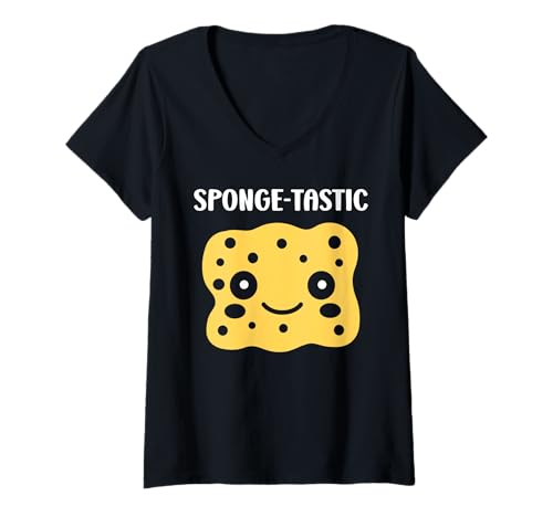 Damen Small Funny sponges Cleaning Simple Quote Fun Sponge T-Shirt mit V-Ausschnitt Damen Small Funny sponges Cleaning Simple Quote Fun Sponge T-Shirt mit V-Ausschnitt von Funny cleaning sponges simple sponge