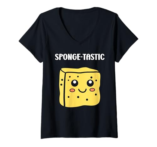 Damen Small Funny sponges Cleaning Simple Quote Fun Sponge T-Shirt mit V-Ausschnitt Damen Small Funny sponges Cleaning Simple Quote Fun Sponge T-Shirt mit V-Ausschnitt von Funny cleaning sponges simple sponge