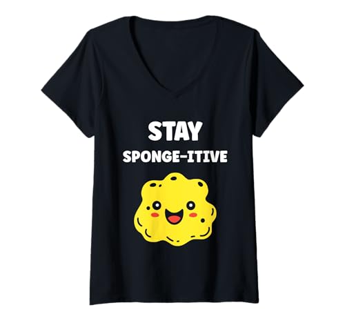 Damen Small Funny sponges Cleaning Simple Quote Positive Sponge T-Shirt mit V-Ausschnitt Damen Small Funny sponges Cleaning Simple Quote Positive Sponge T-Shirt mit V-Ausschnitt von Funny cleaning sponges simple sponge