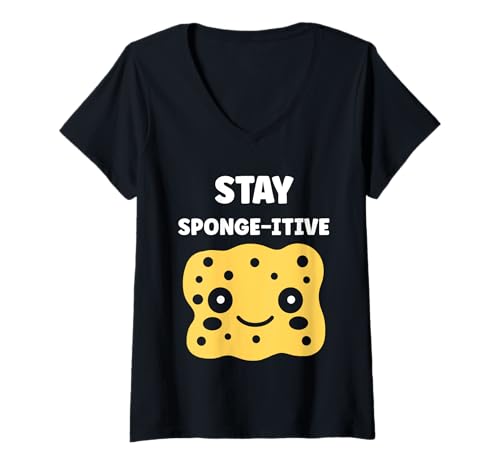 Damen Small Funny sponges Cleaning Simple Quote Positive Sponge T-Shirt mit V-Ausschnitt Damen Small Funny sponges Cleaning Simple Quote Positive Sponge T-Shirt mit V-Ausschnitt von Funny cleaning sponges simple sponge
