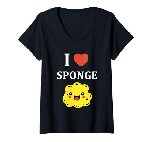 Damen Small Funny sponges Minimalist Cleaning Simple i Love Sponge T-Shirt mit V-Ausschnitt Damen Small Funny sponges Minimalist Cleaning Simple i Love Sponge T-Shirt mit V-Ausschnitt von Funny cleaning sponges simple sponge