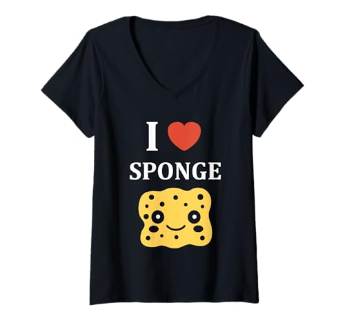 Damen Small Funny sponges Minimalist Cleaning Simple i Love Sponge T-Shirt mit V-Ausschnitt Damen Small Funny sponges Minimalist Cleaning Simple i Love Sponge T-Shirt mit V-Ausschnitt von Funny cleaning sponges simple sponge