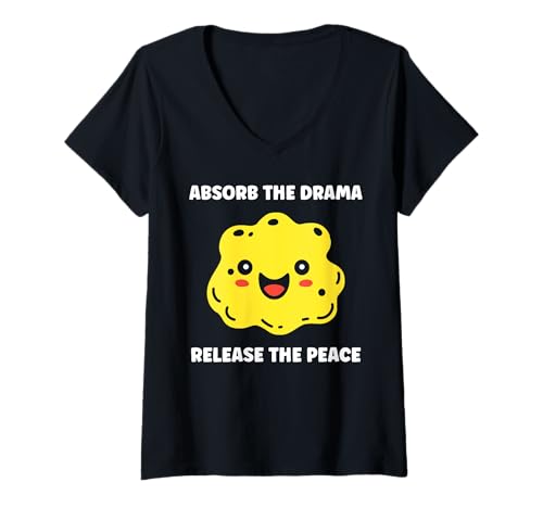 Damen Small Funny sponges Simple Quote Absorb Drama Sponge T-Shirt mit V-Ausschnitt Damen Small Funny sponges Simple Quote Absorb Drama Sponge T-Shirt mit V-Ausschnitt von Funny cleaning sponges simple sponge