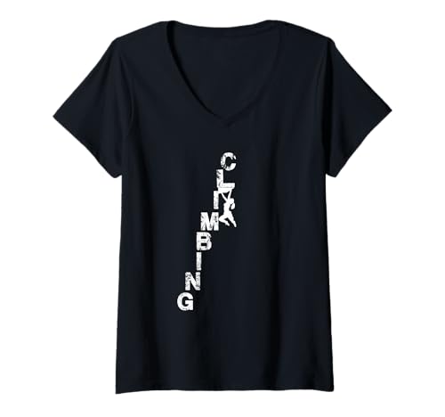 Damen Klettern Bouldern Kletterer T-Shirt mit V-Ausschnitt von Funny climbing gift idea
