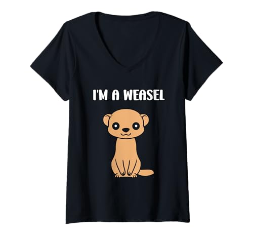 Damen Small Animals weasels Funny Minimalist Simple i'm a weasel T-Shirt mit V-Ausschnitt Damen Small Animals weasels Funny Minimalist Simple i'm a weasel T-Shirt mit V-Ausschnitt von Funny cute animals weasels simple weasel