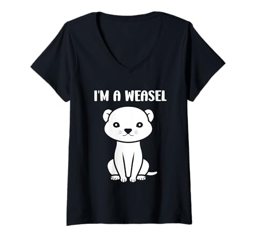 Damen Small Animals weasels Funny Minimalist Simple i'm a weasel T-Shirt mit V-Ausschnitt Damen Small Animals weasels Funny Minimalist Simple i'm a weasel T-Shirt mit V-Ausschnitt von Funny cute animals weasels simple weasel