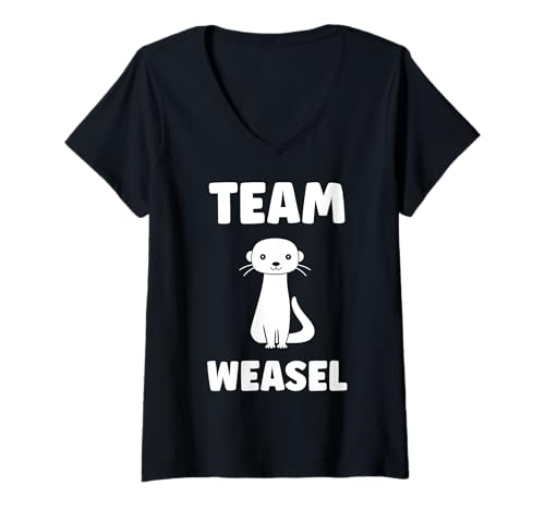 Damen Small Animals weasels Funny Minimalist Simple team weasel T-Shirt mit V-Ausschnitt Damen Small Animals weasels Funny Minimalist Simple team weasel T-Shirt mit V-Ausschnitt von Funny cute animals weasels simple weasel