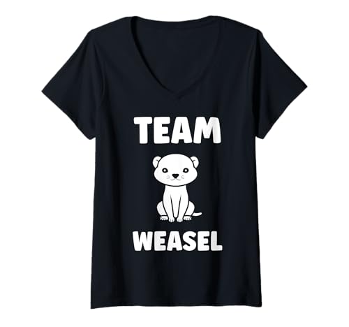 Damen Small Animals weasels Funny Minimalist Simple team weasel T-Shirt mit V-Ausschnitt Damen Small Animals weasels Funny Minimalist Simple team weasel T-Shirt mit V-Ausschnitt von Funny cute animals weasels simple weasel