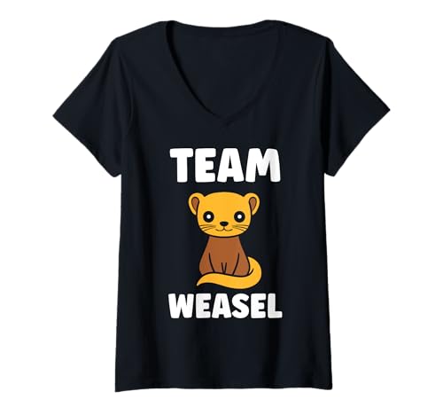 Damen Small Animals weasels Funny Minimalist Simple team weasel T-Shirt mit V-Ausschnitt Damen Small Animals weasels Funny Minimalist Simple team weasel T-Shirt mit V-Ausschnitt von Funny cute animals weasels simple weasel