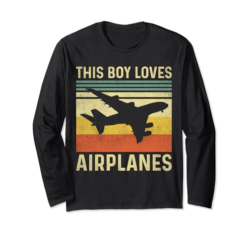 Dieser Junge liebt Flugzeuge Vintage für Liebhaber Flugzeuge Kinder Langarmshirt Dieser Junge liebt Flugzeuge Vintage für Liebhaber Flugzeuge Kinder Langarmshirt von Funny design for lovers airplanes boys and girls
