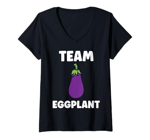 Damen Humor food eggplant simple team eggplant T-Shirt mit V-Ausschnitt Damen Humor food eggplant simple team eggplant T-Shirt mit V-Ausschnitt von Funny eggplant humor food