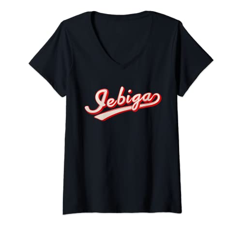 Damen Lustiger "Jebiga" Serbischer Spruch Jebiga T-Shirt mit V-Ausschnitt von Funny ex Yugoslavia gifts for men and women