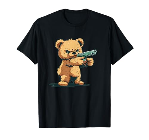 Funny firearm Teddy Bear T-Shirt für Frauen - Unisex - Schwarz - S - Kurzarm - Crew Neck - Cartoon-Muster mit Teddybär und Pistole - Importiert Funny firearm Teddy Bear T-Shirt für Frauen - Unisex - Schwarz - S - Kurzarm - Crew Neck - Cartoon-Muster mit Teddybär und Pistole - Importiert von Funny firearm Teddy Bear