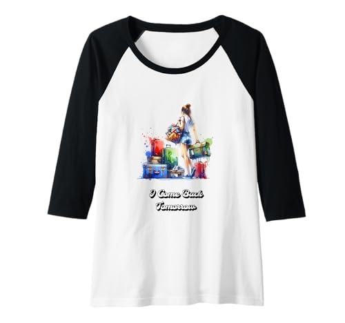 Damen Frauen am Reisen mit viel Gepäck Lustig Frau fährt in Urlaub Raglan Damen Frauen am Reisen mit viel Gepäck Lustig Frau fährt in Urlaub Raglan von Funny gifts for Girls