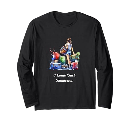 Frauen am Reisen mit viel Gepäck Lustig Frau fährt in Urlaub Langarmshirt Frauen am Reisen mit viel Gepäck Lustig Frau fährt in Urlaub Langarmshirt von Funny gifts for Girls