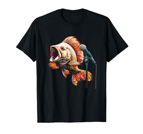 Kostüm eines Fisches, der Karaoke singt, für Kinder und Erwachsene T-Shirt von Funny karaoke fish