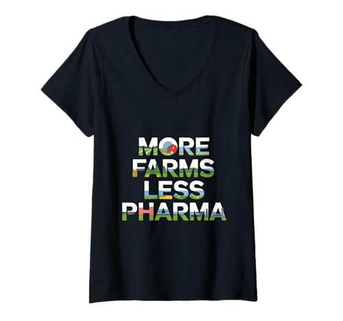 Damen Farmer, mehr Farmen, weniger Pharmazucht, Humor, natürliche Gesundheit T-Shirt mit V-Ausschnitt Damen Farmer, mehr Farmen, weniger Pharmazucht, Humor, natürliche Gesundheit T-Shirt mit V-Ausschnitt von Funny more farms less pharma Gifts & Apparel