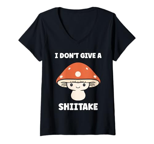 Damen Funny Minimalist Mushroom Simple i Don't give a Shiitake T-Shirt mit V-Ausschnitt Damen Funny Minimalist Mushroom Simple i Don't give a Shiitake T-Shirt mit V-Ausschnitt von Funny mushroom food shiitake simple