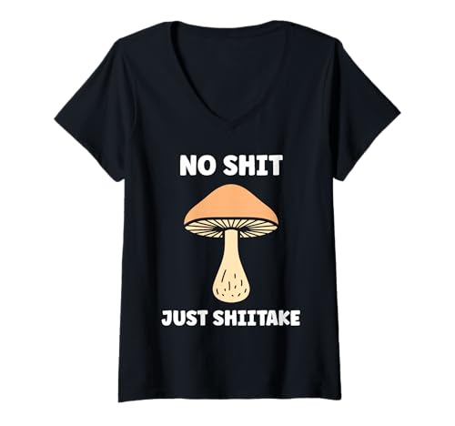 Damen Funny Minimalist Mushroom Simple just Shiitake T-Shirt mit V-Ausschnitt Damen Funny Minimalist Mushroom Simple just Shiitake T-Shirt mit V-Ausschnitt von Funny mushroom food shiitake simple