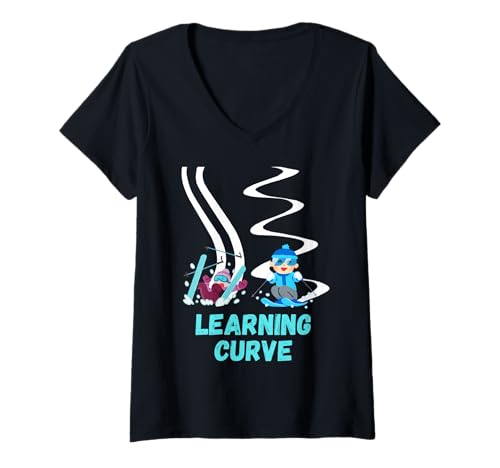 Damen Lustiges Skilerner-Zitat Ski-Anfänger Anfänger Ski-Coach T-Shirt mit V-Ausschnitt Damen Lustiges Skilerner-Zitat Ski-Anfänger Anfänger Ski-Coach T-Shirt mit V-Ausschnitt von Funny ski learner ski beginner ski coach apparel