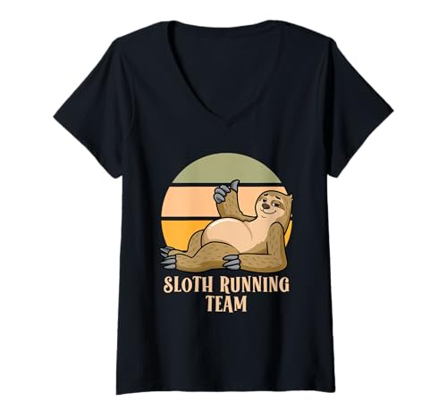 Damen Faules Rennteam Vintage-Rennteam T-Shirt mit V-Ausschnitt Damen Faules Rennteam Vintage-Rennteam T-Shirt mit V-Ausschnitt von Funny sloth antistress