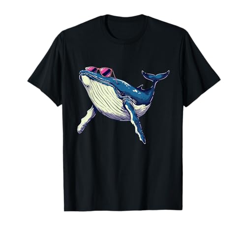 Lustiger Wal mit Brille für Jungen und Mädchen T-Shirt von Funny sunglasses Whale