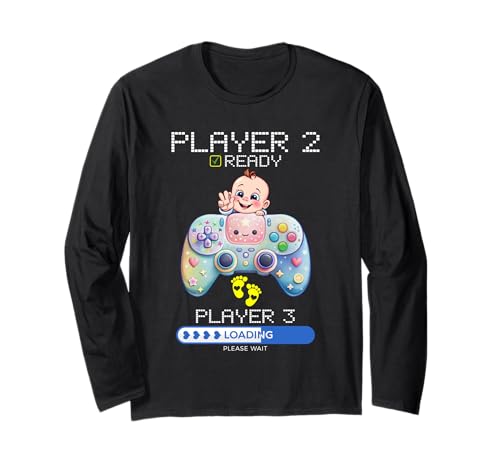 Player 2 Player 3 Loading _ Gaming Style _ Baby Ankündigung Langarmshirt Player 2 Player 3 Loading _ Gaming Style _ Baby Ankündigung Langarmshirt von Funny & Cool Designs for Moms & Dads Gamers