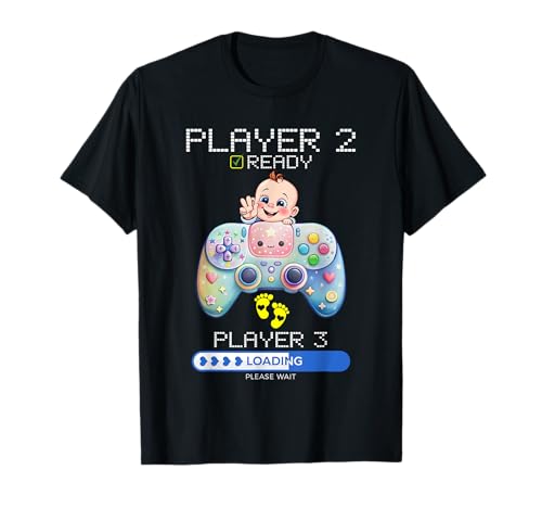 Player 2 Player 3 Loading _ Gaming Style _ Baby Ankündigung T-Shirt von Funny & Cool Designs for Moms & Dads Gamers