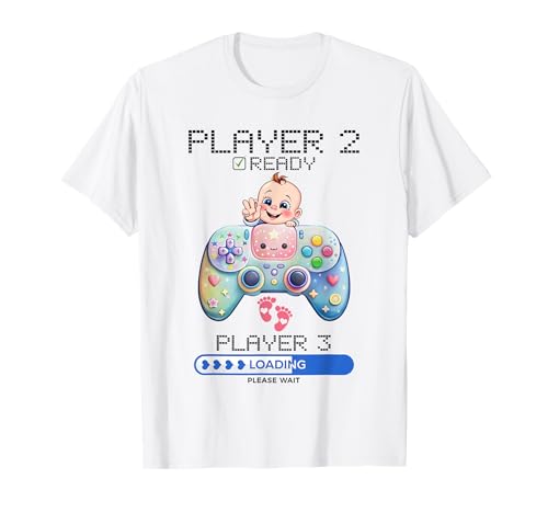 Player 2 Player 3 Loading _ Gaming Style _ Baby Ankündigung T-Shirt Player 2 Player 3 Loading _ Gaming Style _ Baby Ankündigung T-Shirt von Funny & Cool Designs for Moms & Dads Gamers
