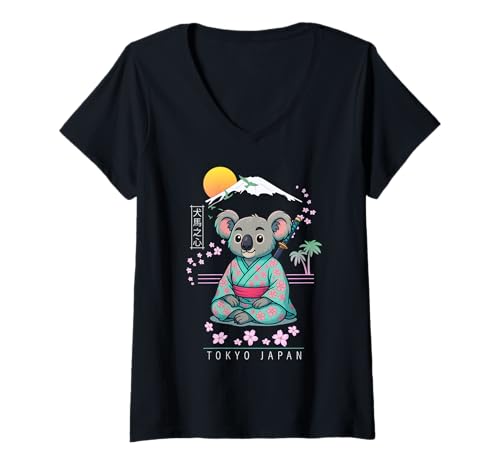 Damen Koala T-Shirt mit V-Ausschnitt Damen Koala T-Shirt mit V-Ausschnitt von Funny & Cute Animal Artworks