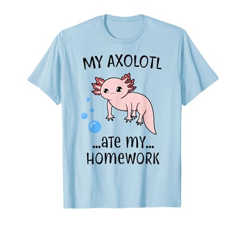 Lustig, dass mein Axolotl meine Hausaufgaben gegessen hat, süße Kawaii, Jungen, Mädchen, Kinder T-Shirt Lustig, dass mein Axolotl meine Hausaufgaben gegessen hat, süße Kawaii, Jungen, Mädchen, Kinder T-Shirt von Funny & Cute Axolotl Lover Design