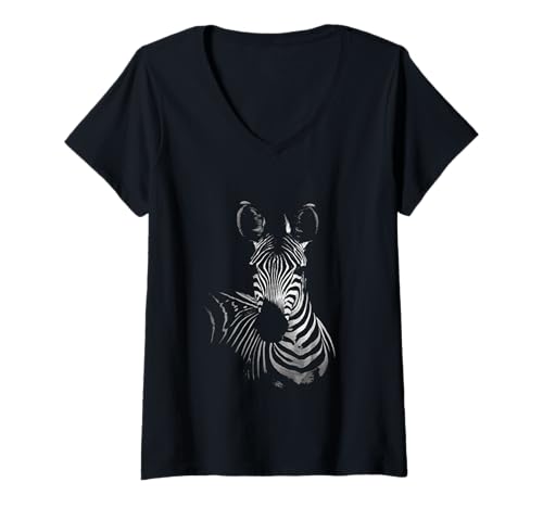 Damen Love Zebra Frauen Shirt Zebra Liebhaber zeichnen Mädchen für Kinder T-Shirt mit V-Ausschnitt Damen Love Zebra Frauen Shirt Zebra Liebhaber zeichnen Mädchen für Kinder T-Shirt mit V-Ausschnitt von Funny zebra Christmas Lights vintage costume girl