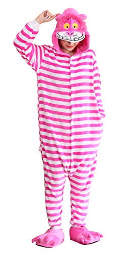 FunnyCos Erwachsene Onesie Tier Pyjama Unisex Halloween Cosplay Kostüm Loungewear, Grinsekatze, 36 von FunnyCos