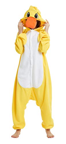 FunnyCos Tier-Onesie für Erwachsene, Halloween, Schlafanzug, Cosplay, Kostüm, mit Kapuze, Loungewear, Ente, 42 von FunnyCos