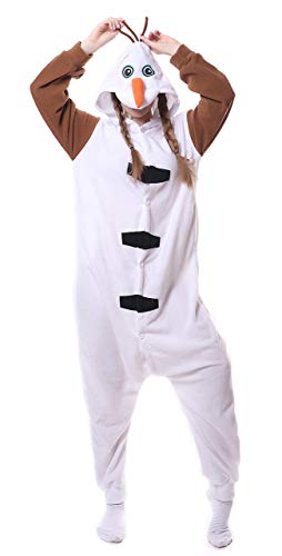 FunnyCos Unisex Tier Onesie Erwachsene Halloween Schlafanzug Cosplay Kostüm Kapuze Loungewear, Olaf, 36 von FunnyCos