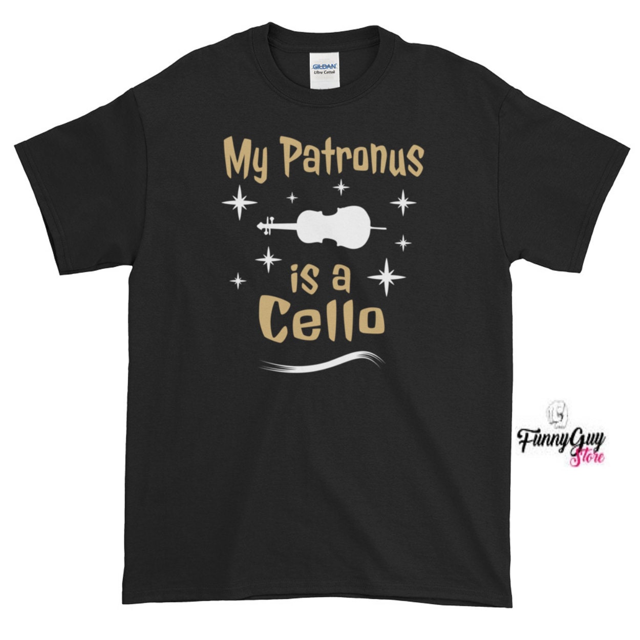 Cello-T-Shirt - Mein Patronus Ist Ein Cello Geschenk Für Cellist Blaskapelle-T-Shirts Cellist-T-Shirts Cello-T-Shirts von FunnyGuyStore
